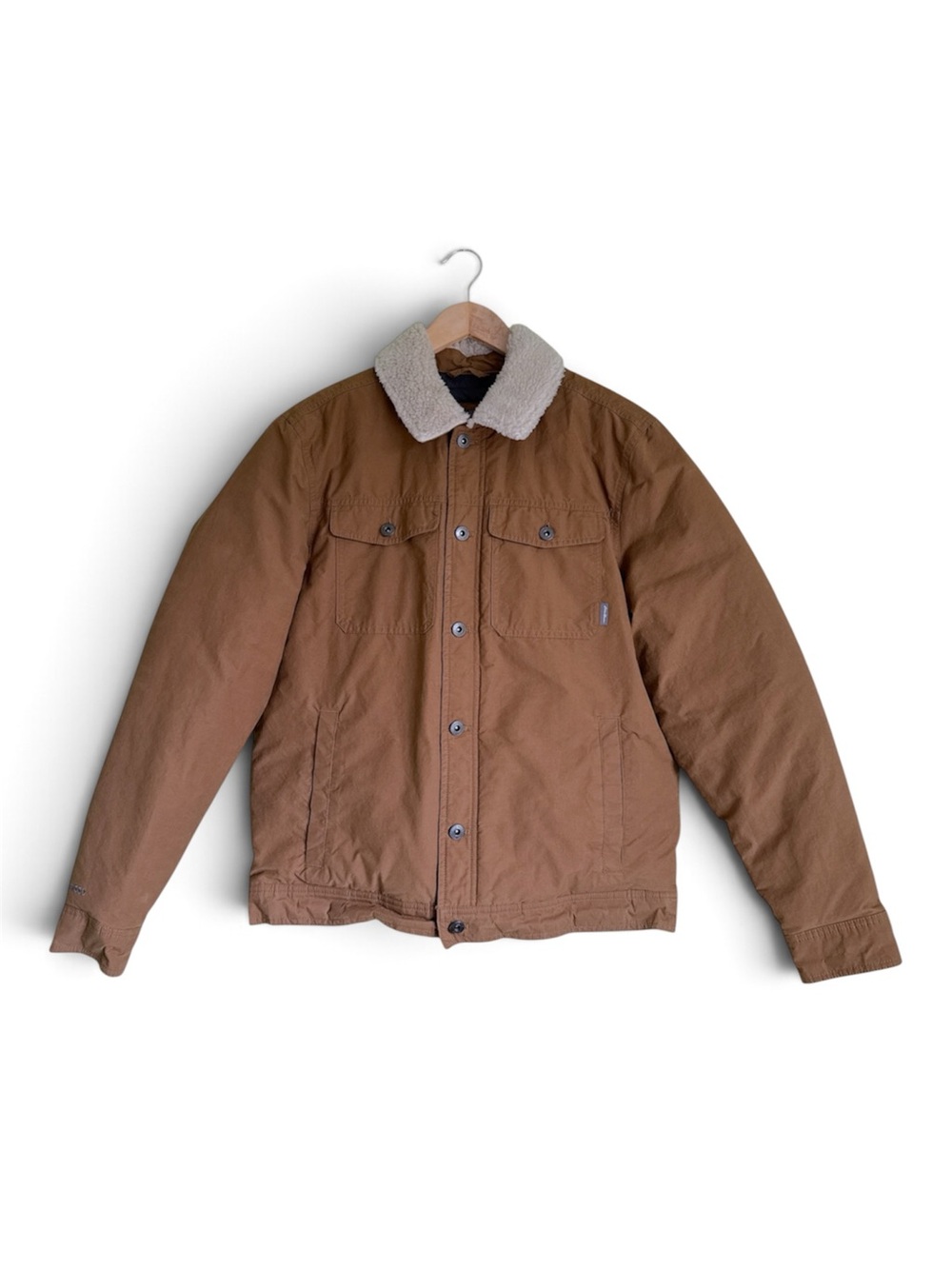 Eddie Bauer Down‑Filled Utility Trucker Jacket Sherpa Collar Puffer Coat Men’s M
